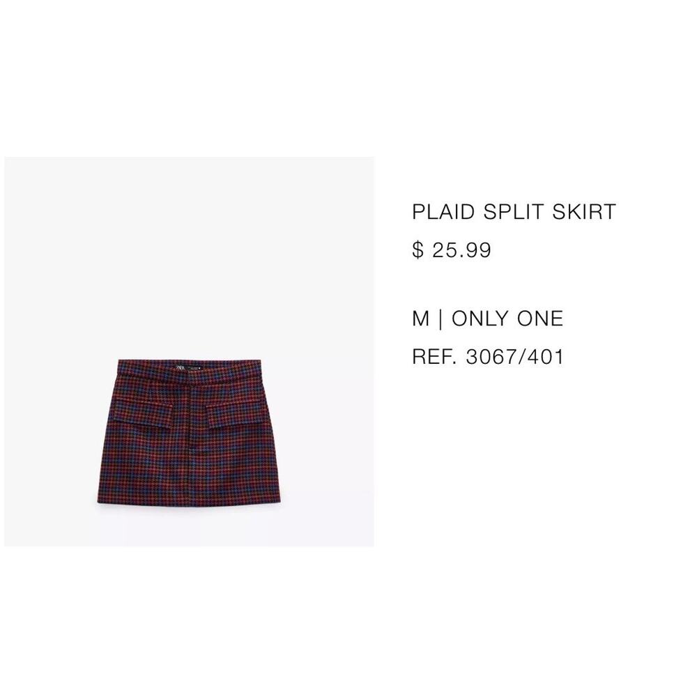 Zara Plade Split Skirt Skort small - Picture 2 of 6